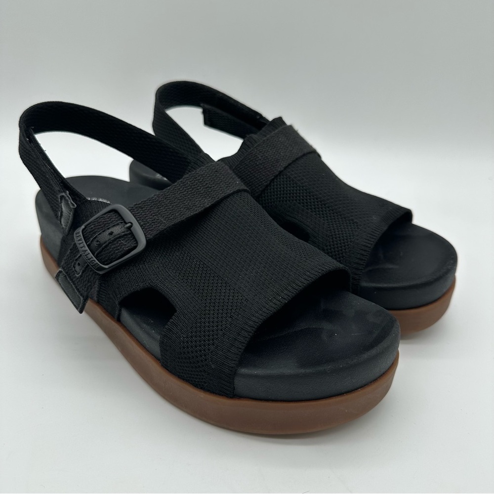REVITALIGN Remi Orthotic Adjustable Black Knit Women's Platform Sandals